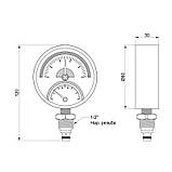 Термоманометр SD Plus 80 мм 1/2", нижнє підмикання SD17210B, фото 2