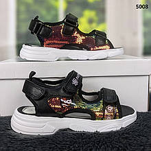 Босоніжки дитячі для дівчинки чорні з паєтками спортивного плану С.Луч 5008-2 26