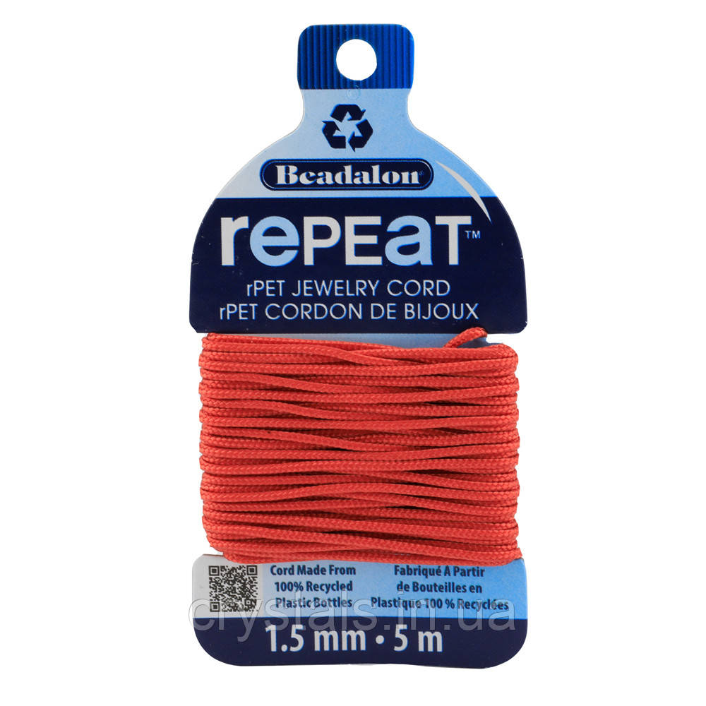 Ювелірний шнур RePEaT Beadalon, Coral, товщина 1.5 мм, довжина 5 м