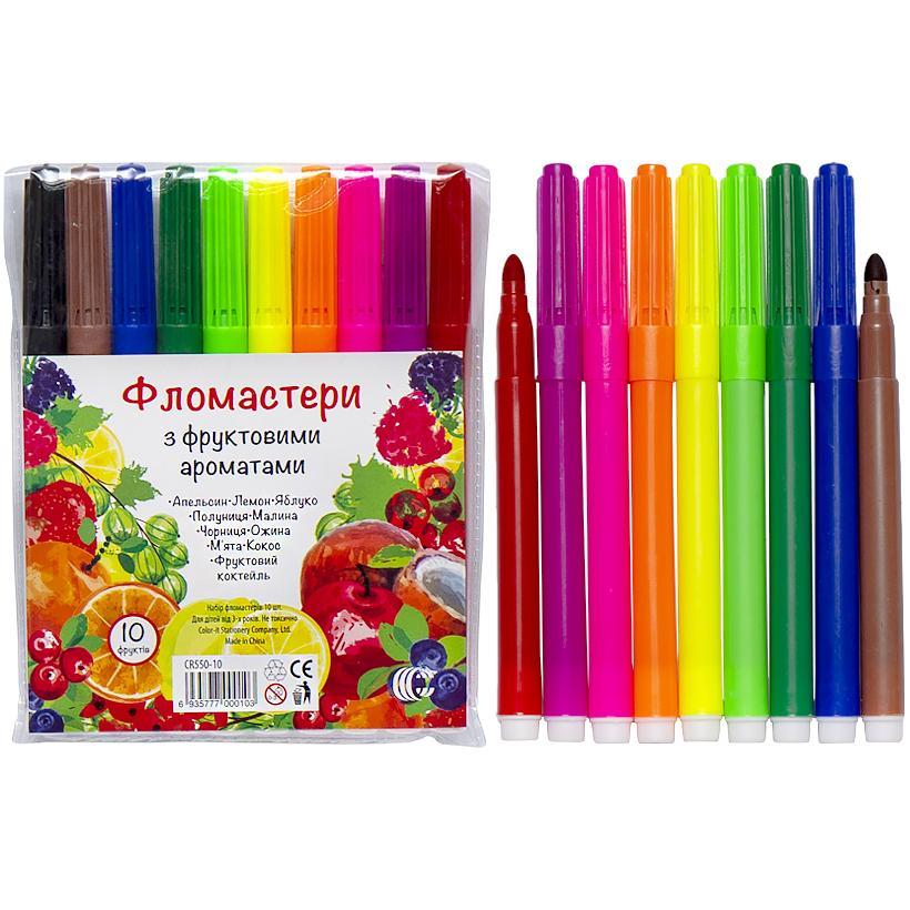 Набір фломастерів у пластиковій упаковці 10 кольорів з ароматом CR550, фото 1