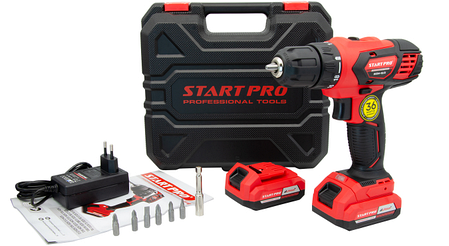 Потужний акумуляторний шуруповерт Start Pro SCD4-12/2 : 12 V, А*год. 2, 1400 об/хв, Н*м 28, фото 1