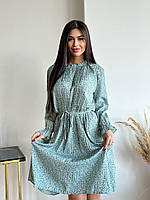Женское шифоновое платье длинный рукав с цветочным принтом 6540