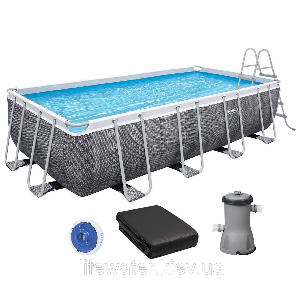 Bestway Каркасний басейн Bestway 56996 (488х244х122 см) з картриджним фільтром, драбиною та захисним тентом