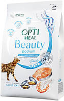 Optimeal Beauty Podium Shiny Coat & Dental для котов, 4 кг