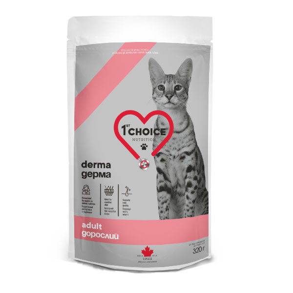Сухий дієтичний корм для котів 1st Choice Adult Derma 320 г (ФЧКВД320)