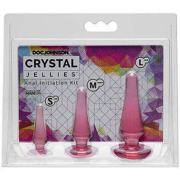 Набір анальних пробок Doc Johnson Crystal Jellies - Pink, макс. діаметр 2см - 3 см - 4 см, фото 2