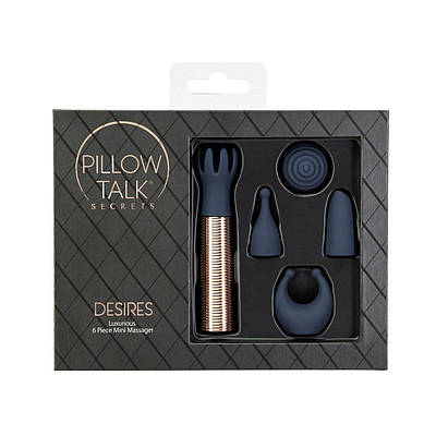 Вібромасажер Pillow Talk Secrets Desires 6-Piece Mini Massager Set — Navy