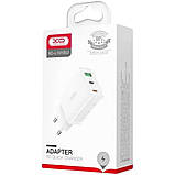 Мережевий зарядний пристрій XO L101 PD + QC3.0 1USB/2Type-C/20W зарядний блочок для телефону Білий, фото 2