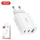 Мережевий зарядний пристрій XO L101 PD + QC3.0 1USB/2Type-C/20W зарядний блочок для телефону Білий, фото 3
