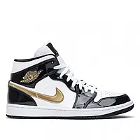 Jordan 1 Mid Patent Black Gold