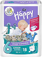 Детские подгузники "Happy" Junior Extra Flexi Fit 6 (16 + кг, 18 шт) - Bella Baby (1004803)