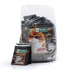 Чорний чай без добавок та ароматизаторів Qualitea English Breakfast 100 пакетів в індивідуальних конвертах