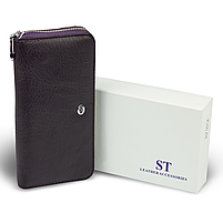 Гаманець фіолетовий жіночий з натуральної шкіри функціональний ST Leather ST201, фото 3