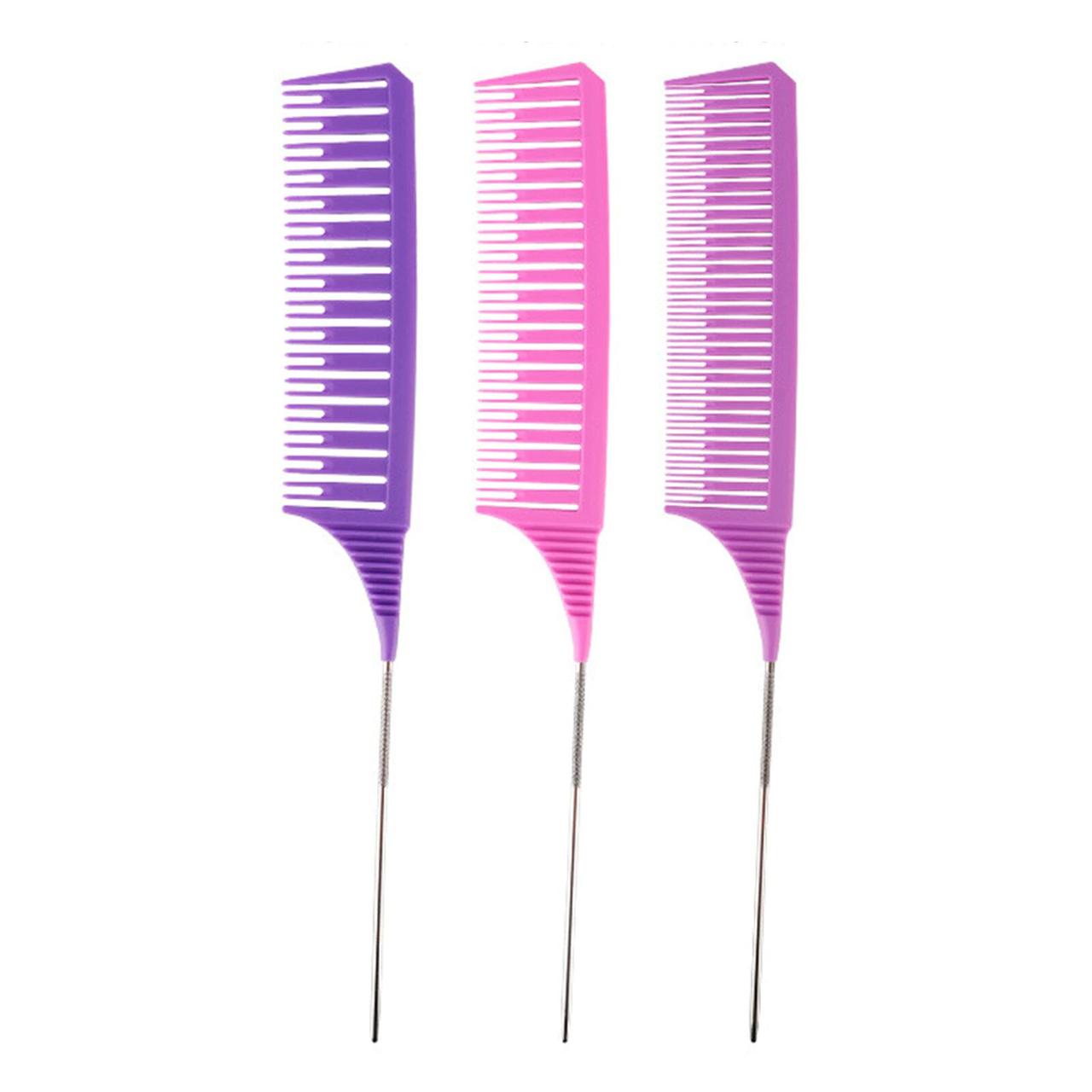 Набір гребінців для мелірування Professional Coloring Comb 3 шт Pastel Purple, W18267-1, фото 1