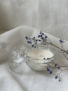 Соєва свічка у вінтажному кришталі Натуральна соєва свічка Ароматна свічка ручної роботи Подарунок для дівчини