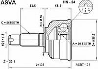 ШРУС НАРУЖНЫЙ 30x55x26 (HONDA INTEGRA DC1DC2DB6DB7DB8DB9 1993-2000) ASVA HN24 на HONDA CIVIC Mk IV Наклонная