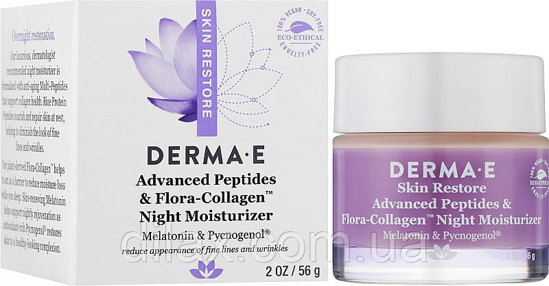 Нічний зволожувальний пептидний крем проти глибоких зморщок — Derma E Skin Restore Advanced Peptides&Flora-