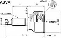 ШРУС НАРУЖНЫЙ 22X59X28 (MAZDA 3 BK 2003-2008) ASVA MZ42