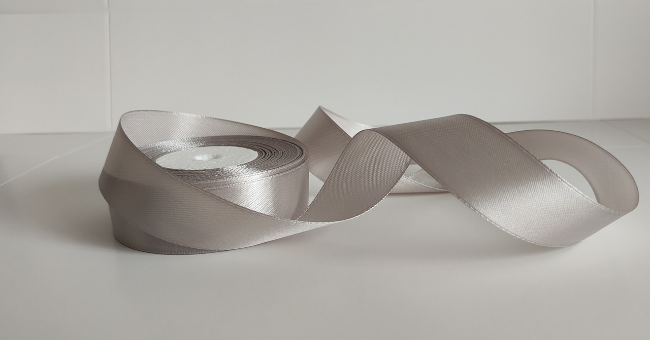 Стрічка атласна. 2,5 см х 23 м. сіра, фото 1