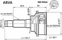 Цена Шина 22X56X28 (MAZDA 626 GF 1997-2002) ASVA MZ38A44 с флисом KIA MENTOR (FA)