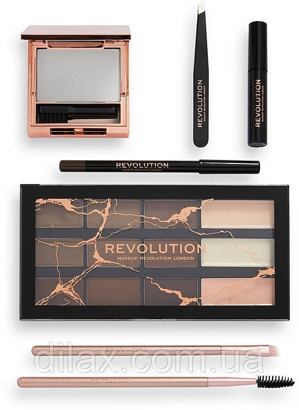 Подарочный набор для макияжа бровей, 8 предметов - Makeup Revolution Brow Shaping Kit With Bag Gift Set - фото 3 - id-p1812980091