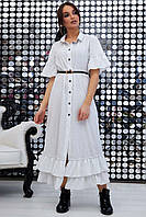 Женское длинное белое летнее платье-рубашка