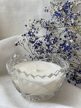 Свічка із соєвого воску в кришталевій вазі 100 грам Натуральна свічка з фруктовим ароматом Ручна робота