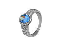 Кольцо серебряное с натуральным кварцем London blue Орабель 1336/1р QLB, 16 размер