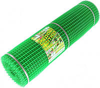 Сетка пластиковая декоративная - 1 м × 20 м (ячейка 13×13 мм) зелёная