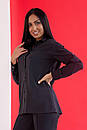Жіноча класична чорна сорочка на ґудзиках, фото 6