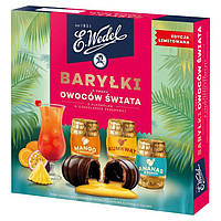 Шоколадные конфеты Бочки с фруктовыми ликерами E.Wedel Barylki Owocow Swiata 200г Польша