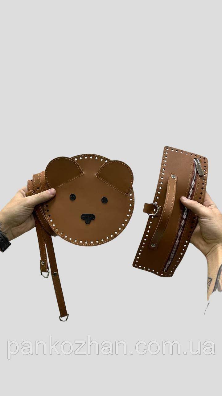 Комплект для дитячого в’язаного рюкзака Тедді , натуральна шкіра, фото 1