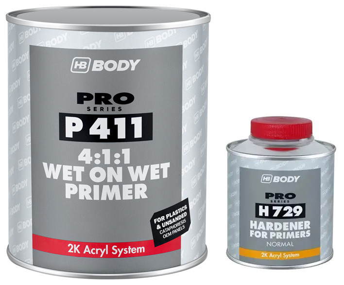 Грунт герметизуючий HB BODY P411 WET-ON-WET 4:1:1, 1 л + 250 мл Білий Комплект