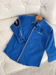 Сорочка для хлопчика в білу точку 7488 Ferrari, Синий, х, Лето, 110
