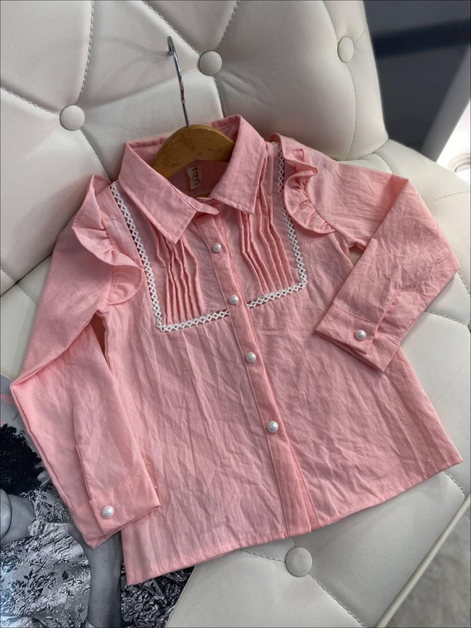 Сорочка для дівчинки з рюшами 7483, DGXZZ, Рожевий, Для дівчаток, Весна Осінь, 110, фото 1