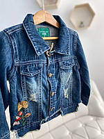 Джинсовий піджак на дівчинку з вишивкою 12-2031 wyazk, Синий, Девочка, Весна Лето, 7