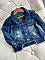Джинсовий піджак на дівчинку з вишивкою 12-2031 wyazk, Синий, Девочка, Весна Лето, 7, фото 2