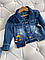 Джинсовий піджак на дівчинку з вишивкою 12-2031 wyazk, Синий, Девочка, Весна Лето, 7, фото 3