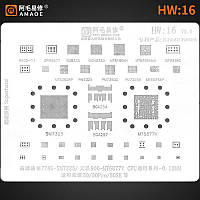 Трафарет BGA Amaoe Huawei HW:16 Honor 50/50 Pro (QFM2340/QPM5577/BGA297/MS7325/BGA254 (778G/SM7325) (0.12mm)