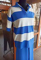 Костюм жіночий з прямими брюками та футболкою Туреччина акрил 15k one size Блакитний з білим, фото 2