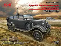 Немецкий штабной автомобиль Тип G4 Partisanenwagen II МВ с пулеметом. 1/35 ICM 35530