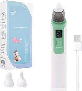 Аспіратор для носа назальний соплевідсмоктувач для новонароджених дітей соплесос Nasal Aspirator NA-006 біло-зелений