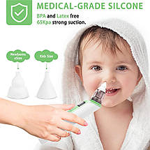 Аспіратор для носа назальний соплевідсмоктувач для новонароджених дітей соплесос Nasal Aspirator NA-006 біло-зелений, фото 2