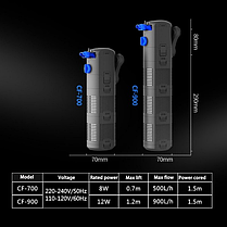Фільтр внутрішній, SunSun CF-900. Фільтр обладнаний трьома фільтрувальними відсіками, до 250 літрів, фото 6