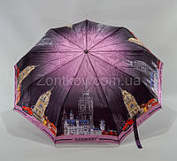Жіноча парасолька напівавтомат сатін "міста"