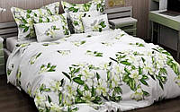 Полуторный комплект постельного белья 150х220 Цветы листья белый бязь голд люкс Виталина