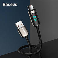 Кабель с дисплеем USB на Type-C BASEUS 66W 6A для быстрой зарядки Fast Charging 2м (черный)