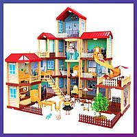 Ляльковий будиночок з меблями ST-008 Будиночок принцеси 4-поверхові світлові ефекти 412 деталей
