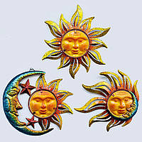 Style 1 BVLFOOK Sun Face Metal Wall Art Decor Outdoor Indoor, Sun Moon Star, металлические и стеклянные п