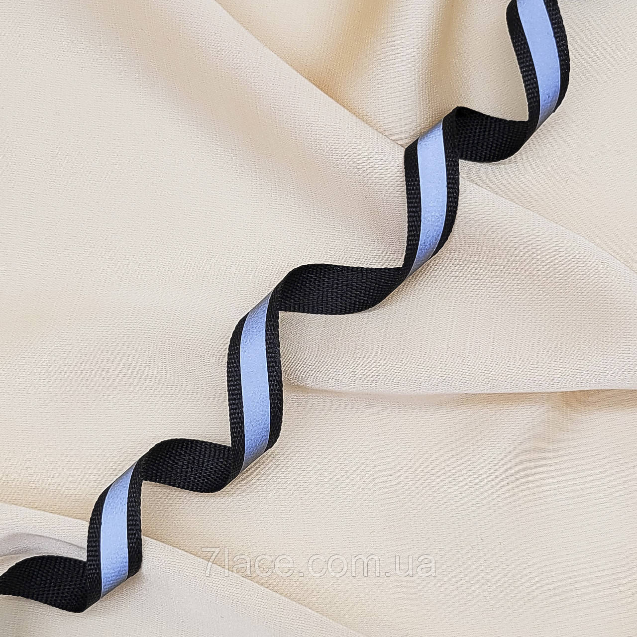 Репсова стрічка (тасьма) світловідбивна/колір чорний/ширина 2 см/замовлення від 1 метра